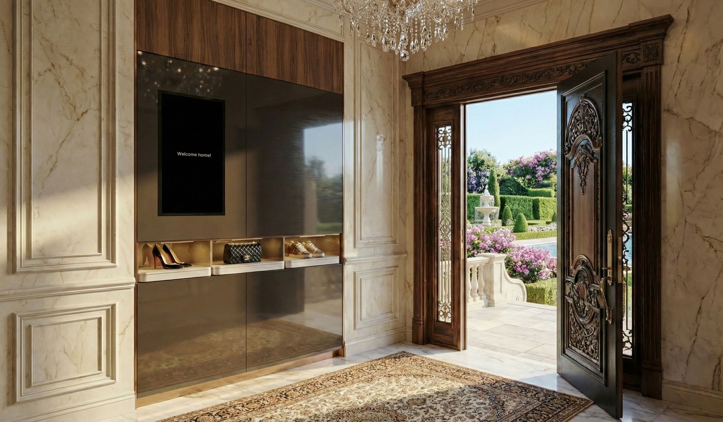 S9 Prestige beside a classic front door